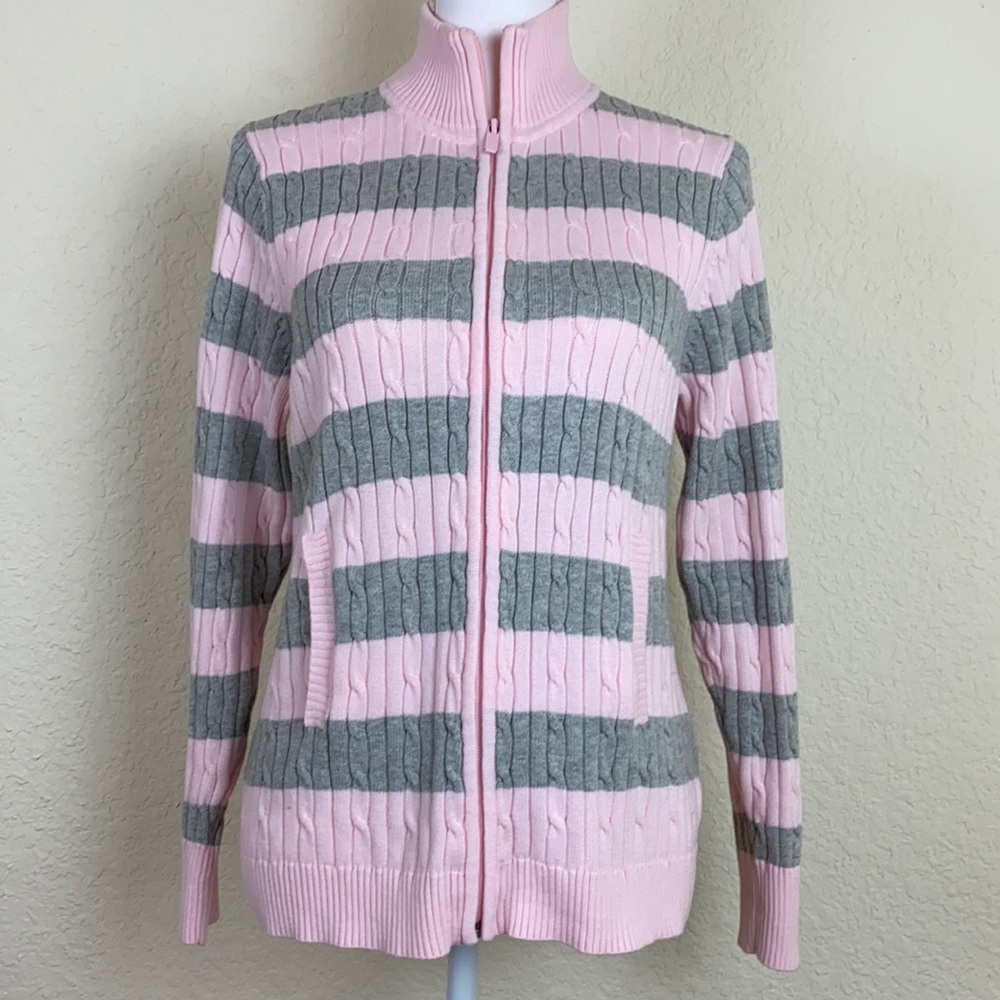 Tommy Hilfiger sweater pink and grey stripes size XL